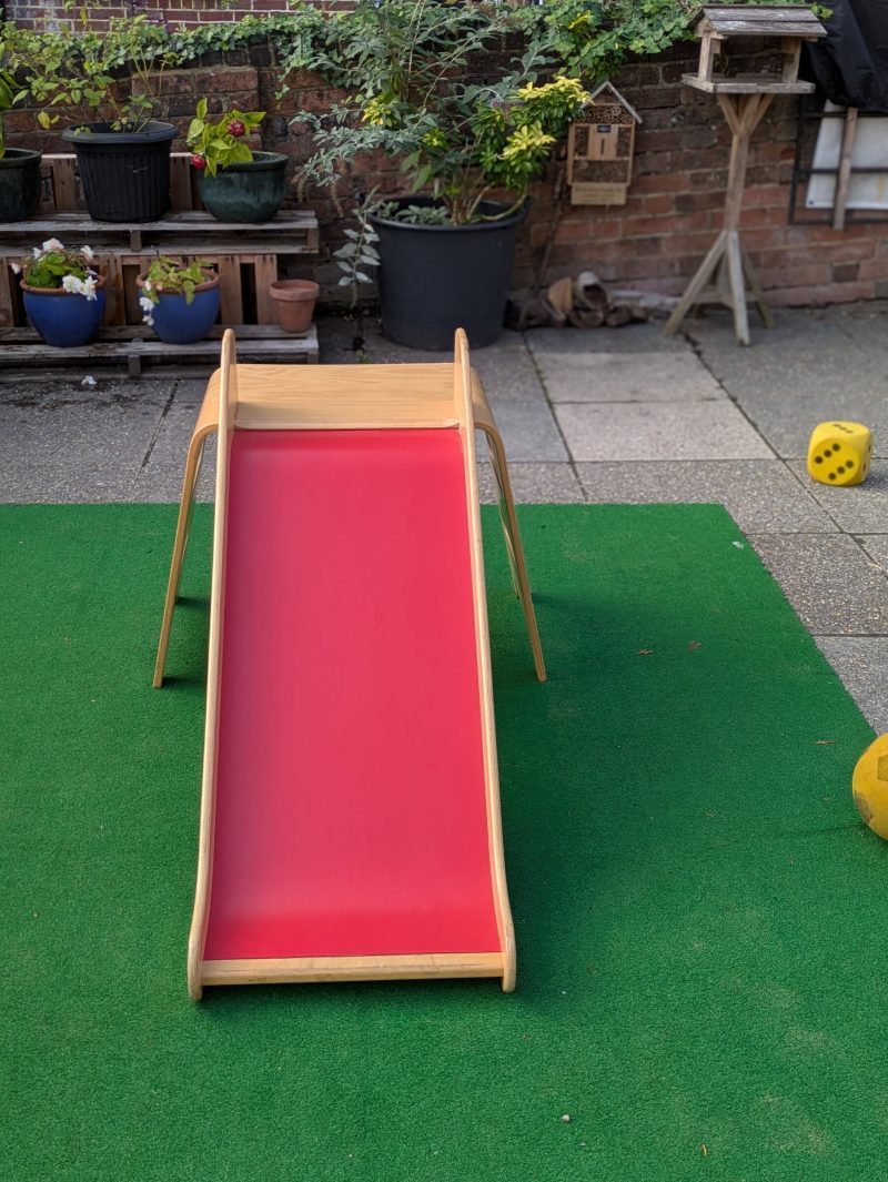 The wooden slide in the garden